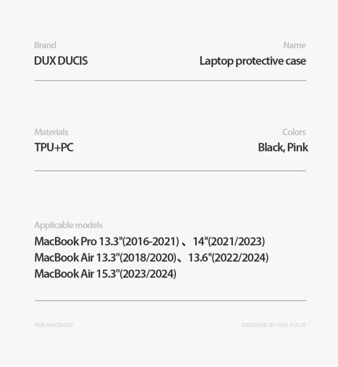 Защитная накладка DUX DUCIS LCGH Series для Apple MacBook Air 15 (2023/2024) - Pink: фото 23 из 24