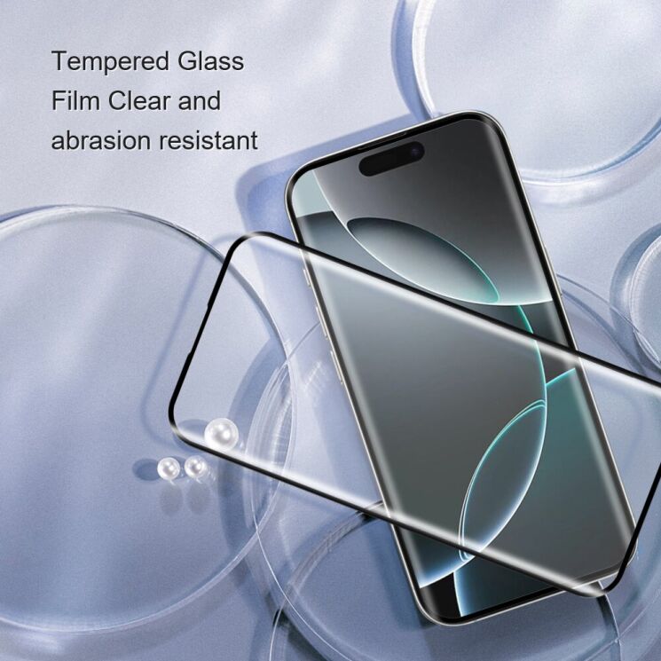 Защитное стекло AMORUS Full Glue Tempered Glass для Apple iPhone 17 Pro Max - Black: фото 4 из 8