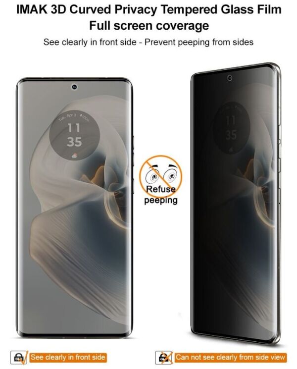 Защитное стекло IMAK 3D Curved Privacy для Motorola Edge 50 / Edge 50 Pro / Edge 50 Fusion - Black: фото 10 из 12