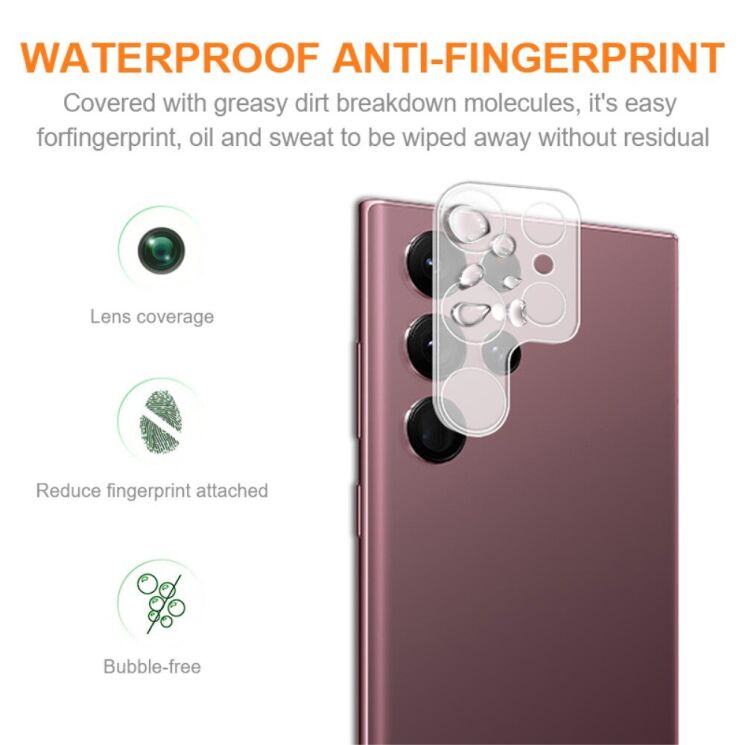 Защитное стекло на камеру AMORUS Lens Protector для Samsung Galaxy S23 Ultra - Transparent: фото 2 из 7
