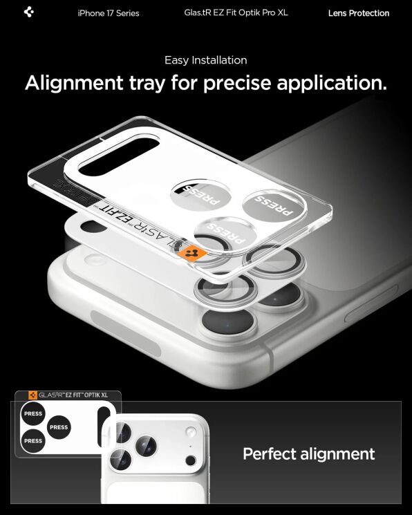 Захисне скло Spigen Optik Pro XL EZ Fit для iPhone 17 Pro Max (AGL10652) - Silver: фото 7 з 10