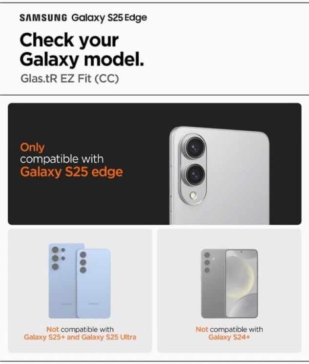 Захисне скло Spigen (SGP) Glas.tR EZ Fit Pro для Samsung Galaxy S25 Edge (S937) AGL09411: фото 6 з 13