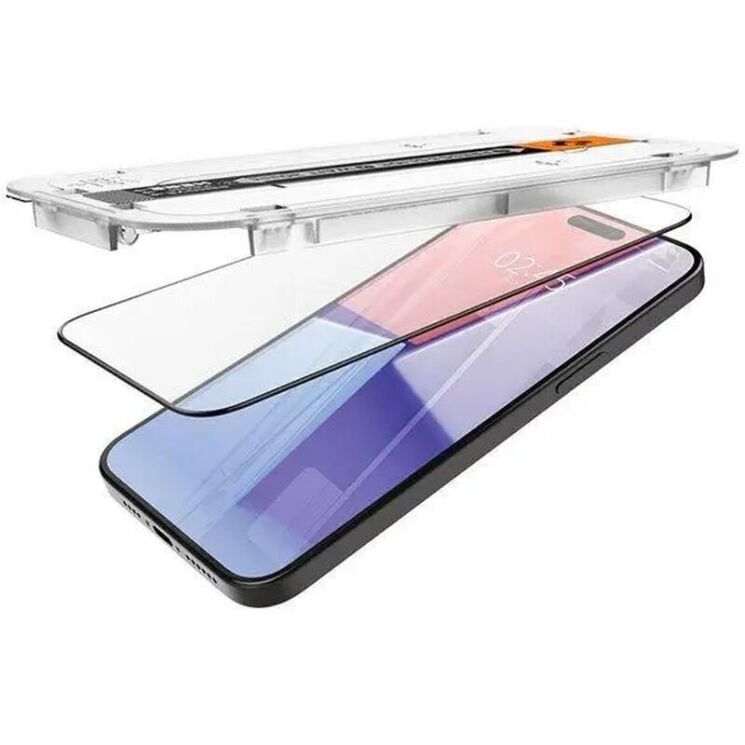 Защитное стекло Spigen (SGP) Glas.tR SLIM HD для Apple iPhone 15 Pro Max - Black: фото 4 из 13
