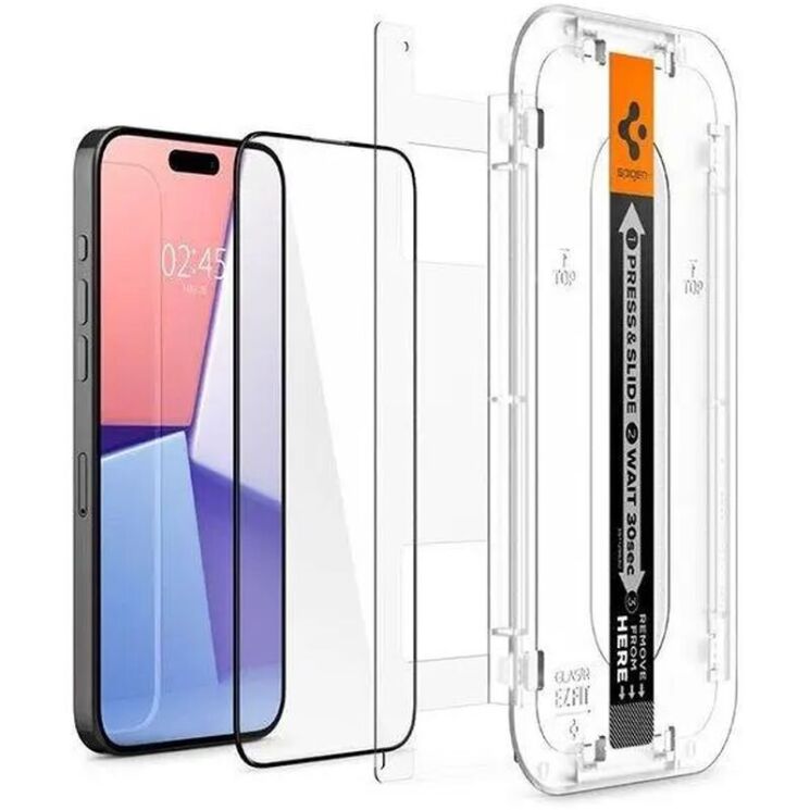 Защитное стекло Spigen (SGP) Glas.tR SLIM HD для Apple iPhone 15 Pro Max - Black: фото 3 из 13