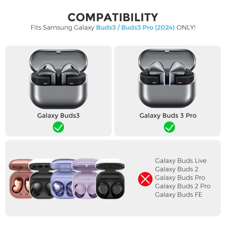 Защитный чехол AHASTYLE WG162 для Samsung Galaxy Buds 3 / Buds 3 Pro - Transparent Black: фото 7 из 7
