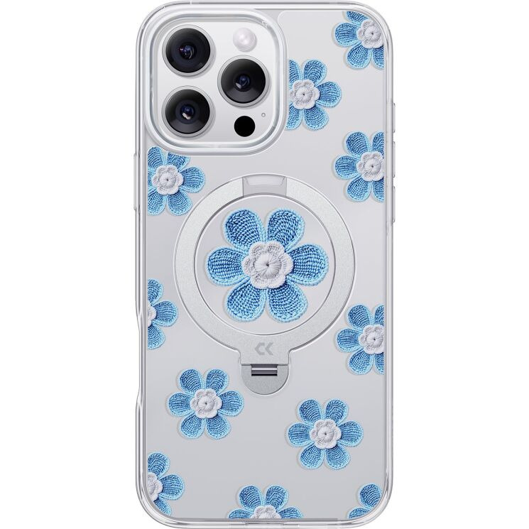 Защитный чехол CASEKOO Floral Series MagSafe для iPhone 15 Pro Max - Blue Flowers: фото 2 из 5