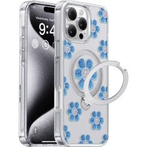 Захисний чохол CASEKOO Floral Series MagSafe для iPhone 15 Pro Max - Blue Flowers: фото 1 з 5