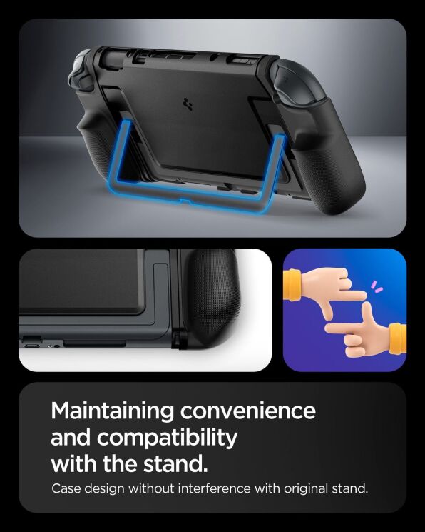 Захисний чохол Caseology Dual Grip by Spigen для Nintendo Switch 2 (ACS09310) - Black: фото 5 з 8