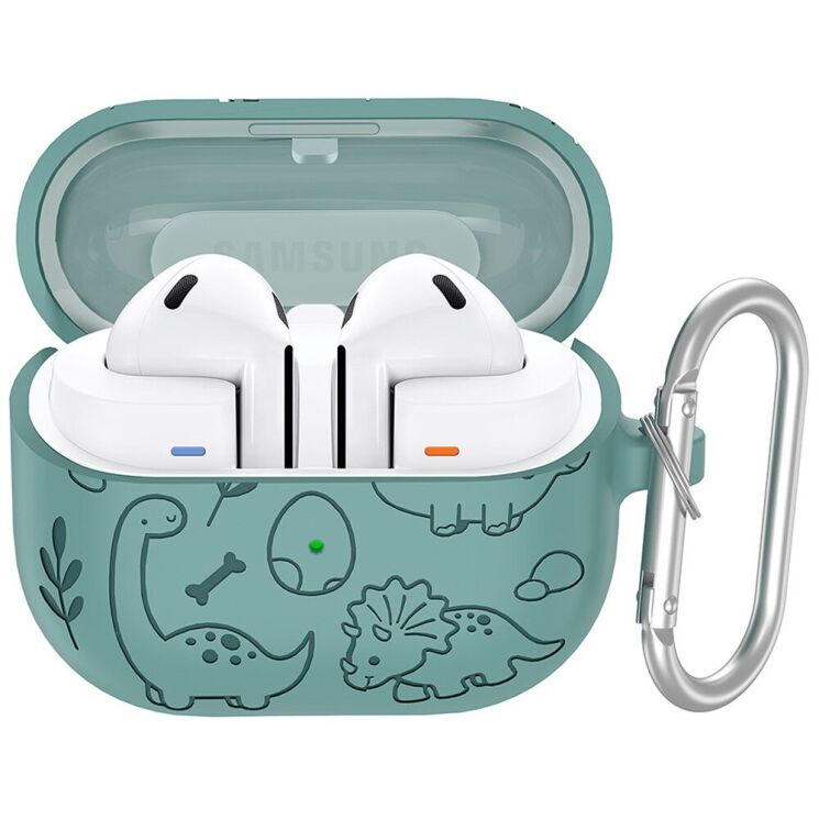Захисний чохол Deexe Dinosaur Design для Samsung Galaxy Buds 3 / Buds 3 Pro - Dark Green: фото 1 з 7