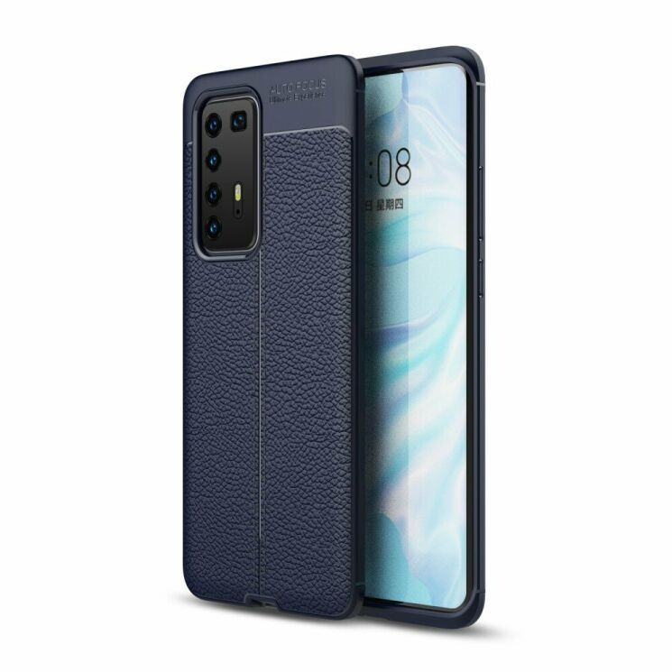 Защитный чехол Deexe Leather Cover для Huawei P40 Pro - Blue: фото 1 из 11