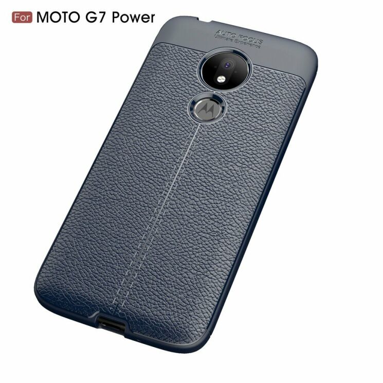 Защитный чехол Deexe Leather Cover для Motorola Moto G7 Power (XT1955) - Dark Blue: фото 2 из 11