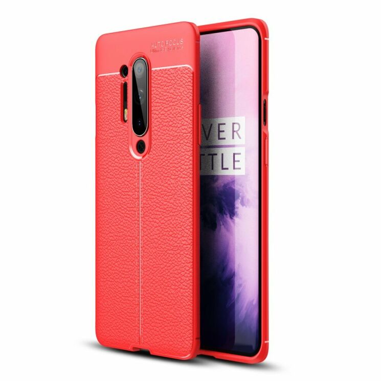 Защитный чехол Deexe Leather Cover для OnePlus 8 Pro - Red: фото 1 из 8