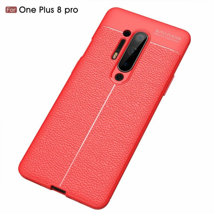 Защитный чехол Deexe Leather Cover для OnePlus 8 Pro - Red: фото 2 из 8