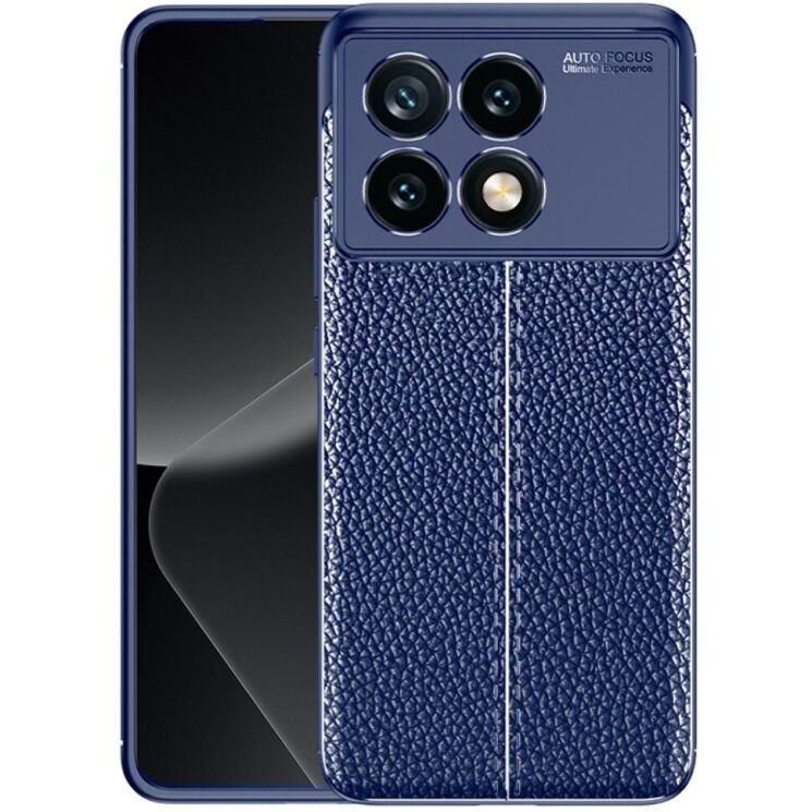 Защитный чехол Deexe Leather Cover для Xiaomi Poco F6 Pro - Blue: фото 1 из 9