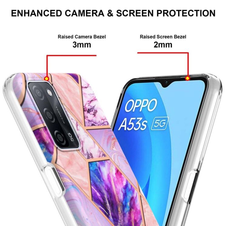 Защитный чехол Deexe Marble Pattern OPPO A54 - Light Purple: фото 4 из 4