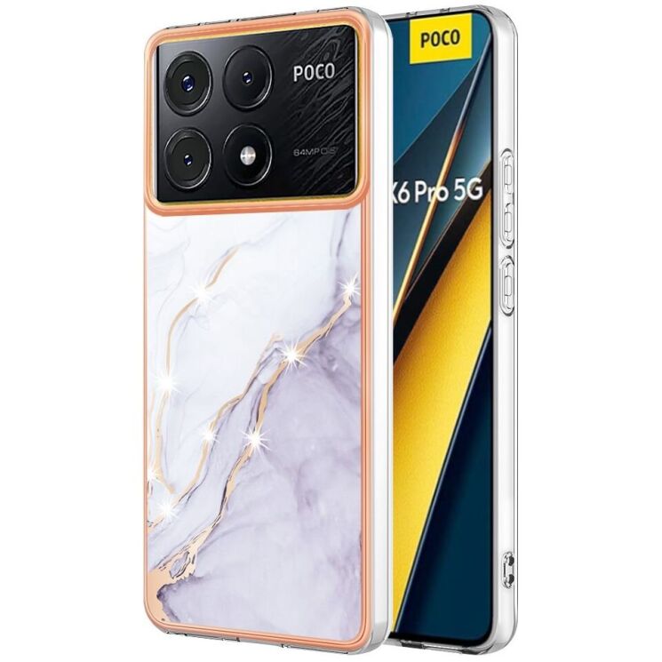 Защитный чехол Deexe Marble Style для Xiaomi Poco X6 Pro - White: фото 1 из 6