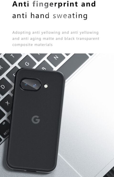 Защитный чехол Deexe Matte Skin для Google Pixel 9a - Transparent / Black: фото 8 из 9