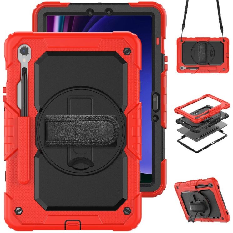 Защитный чехол Deexe Shockproof Case для Samsung Galaxy Tab S9 FE (X510/516) / Tab S10 FE (X520/526) - Black / Red: фото 1 из 10