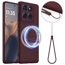 Защитный чехол Deexe Silicone Case with MagSafe для Motorola Moto G77 - Wine Red: фото 1 из 9