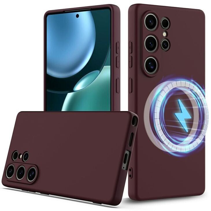 Защитный чехол Deexe Silicone Case with MagSafe для Samsung Galaxy S25 Ultra (S938) - Wine Red: фото 2 из 9