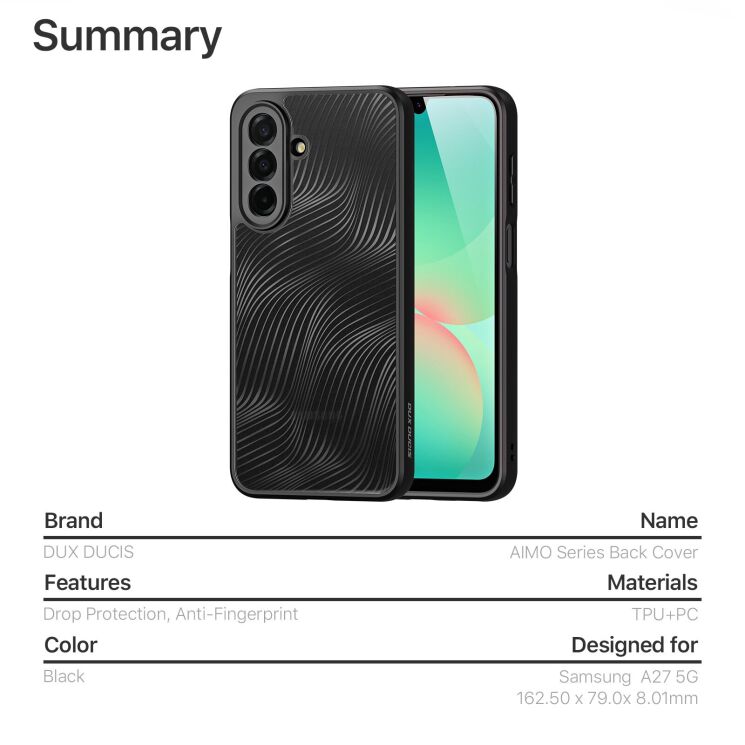 Защитный чехол DUX DUCIS Aimo Series для Samsung Galaxy A27 (A276) - Black (408606B) Защитный чехол DUX DUCIS Aimo Series для Samsung Galaxy A27 (A276) - Black: фото 11 из 11