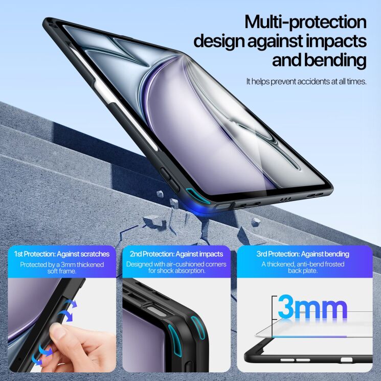 Захисний чохол DUX DUCIS Axis Series для iPad Air 13 M3/M2 (2025/2024) - Black: фото 10 з 14