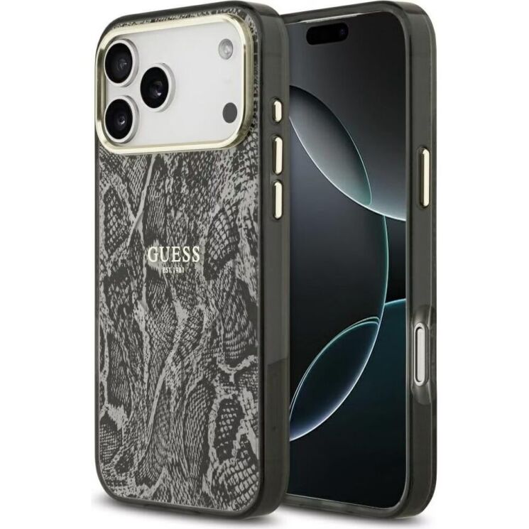Защитный чехол Guess Python Pattern MagSafe для iPhone 17 Pro Max (GUHMP17XHIMPYGK) - Black (411146B) Защитный чехол Guess Python Pattern MagSafe для iPhone 17 Pro Max (GUHMP17XHIMPYGK) - Black: фото 1 из 7
