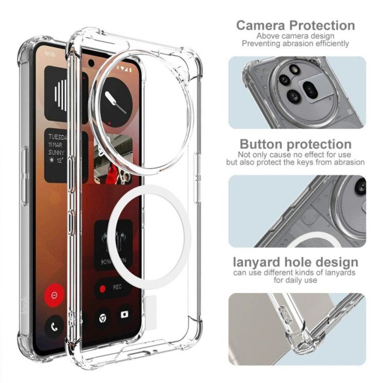Защитный чехол IMAK Space Shield MagSafe для Nothing Phone (3a) Pro - Transparent: фото 7 из 11