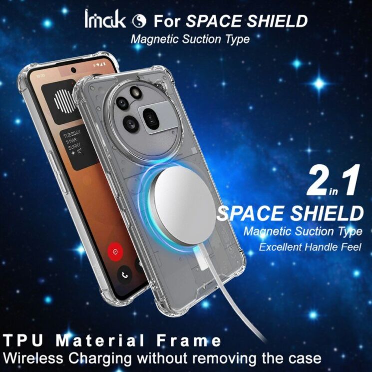 Защитный чехол IMAK Space Shield MagSafe для Nothing Phone (3a) Pro - Transparent: фото 5 из 11