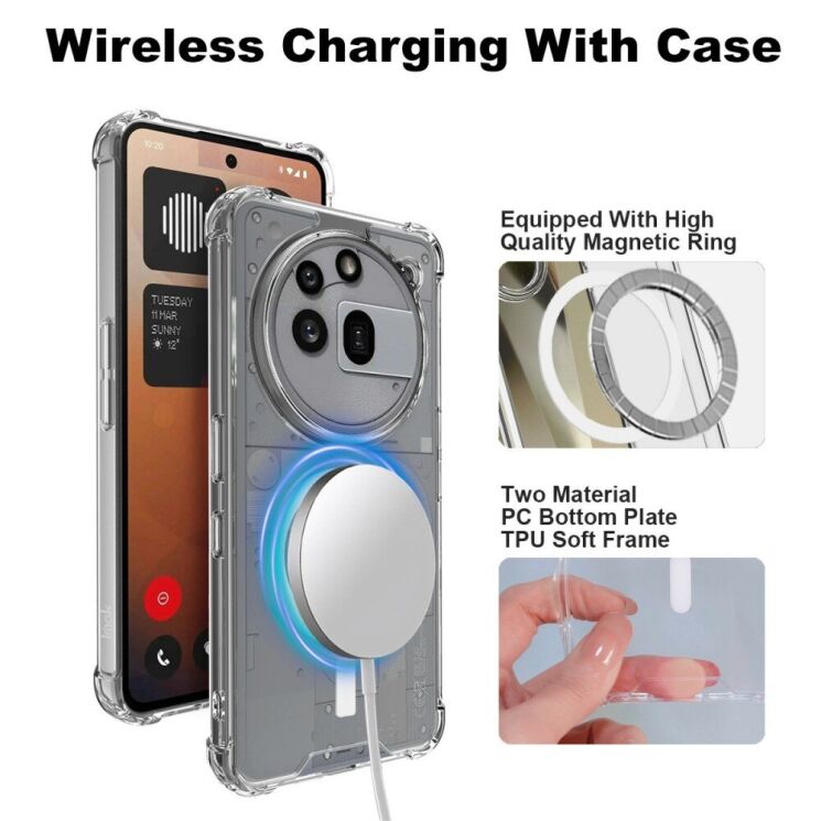 Защитный чехол IMAK Space Shield MagSafe для Nothing Phone (3a) Pro - Transparent: фото 4 из 11
