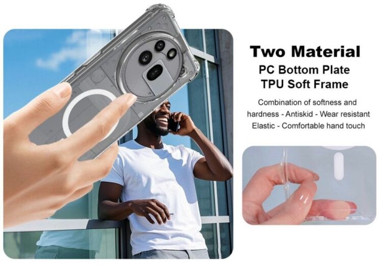 Защитный чехол IMAK Space Shield MagSafe для Nothing Phone (3a) Pro - Transparent: фото 9 из 11
