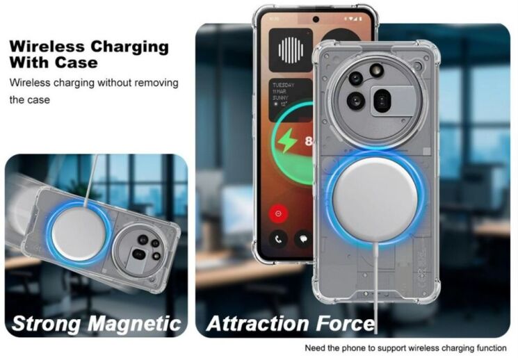 Защитный чехол IMAK Space Shield MagSafe для Nothing Phone (3a) Pro - Transparent: фото 10 из 11