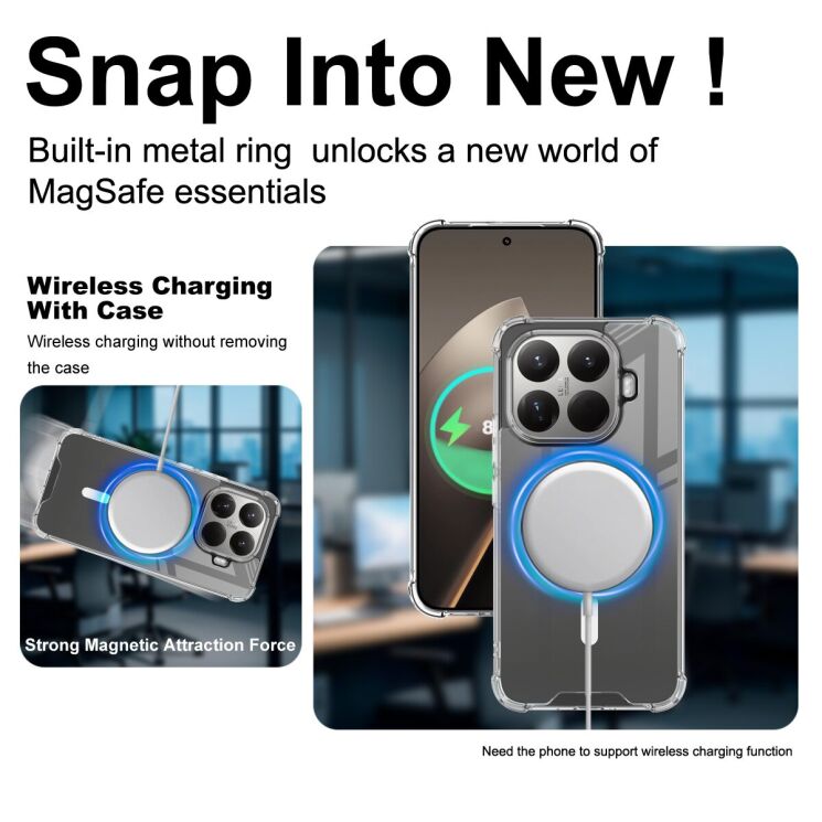 Защитный чехол IMAK Space Shield MagSafe для Xiaomi 15T Pro - Transparent: фото 8 из 10