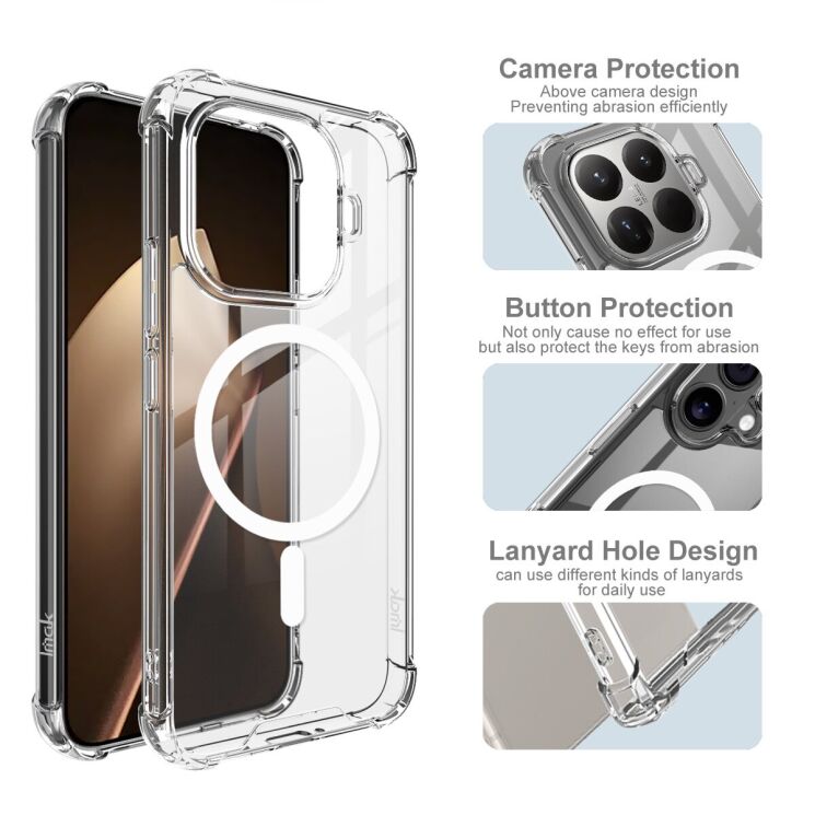 Защитный чехол IMAK Space Shield MagSafe для Xiaomi 15T Pro - Transparent: фото 6 из 10