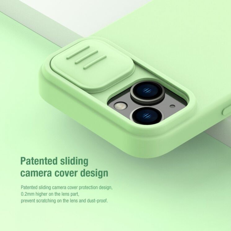 Защитный чехол NILLKIN CamShield Silky Silicone Case для Apple iPhone 14 - Blue: фото 4 из 13