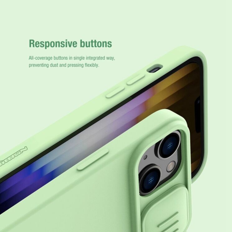 Защитный чехол NILLKIN CamShield Silky Silicone Case для Apple iPhone 14 - Blue: фото 10 из 13