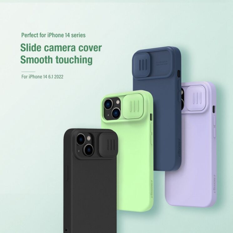 Защитный чехол NILLKIN CamShield Silky Silicone Case для Apple iPhone 14 - Blue: фото 3 из 13