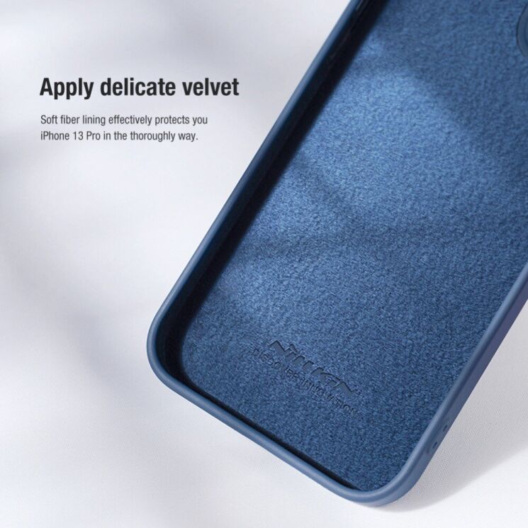 Защитный чехол NILLKIN CamShield Silky Silicone Case для Apple iPhone 14 - Blue: фото 6 из 13