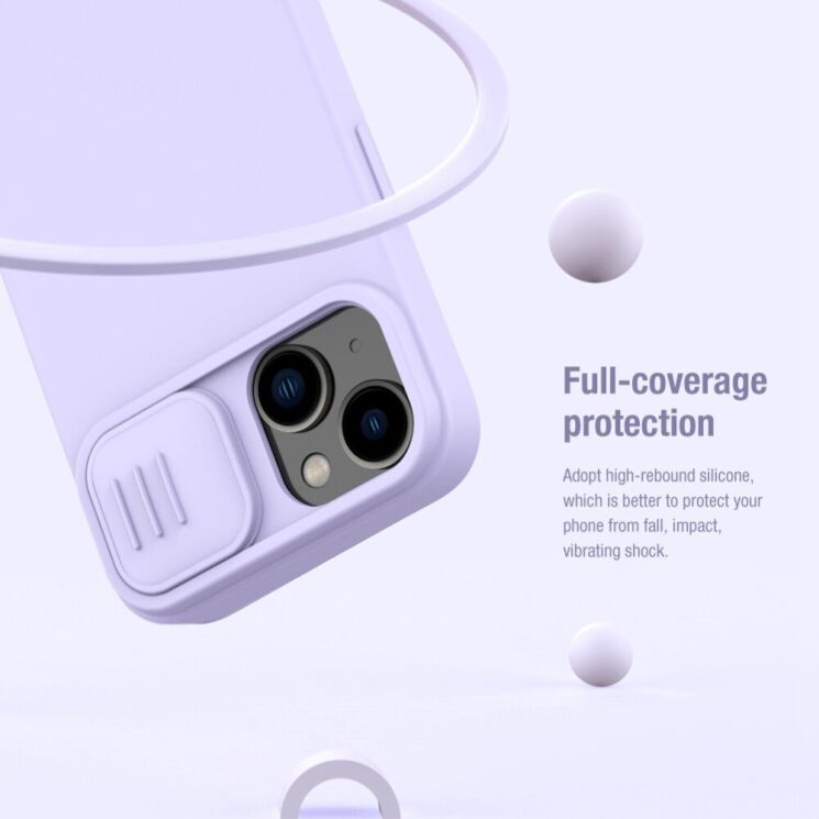 Защитный чехол NILLKIN CamShield Silky Silicone Case для Apple iPhone 14 - Blue: фото 9 из 13