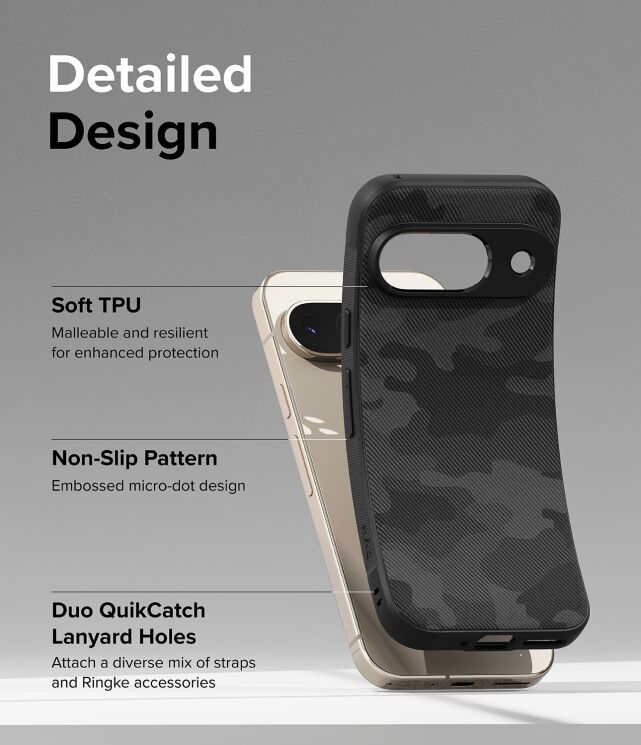 Защитный чехол Ringke Onyx Design для Google Pixel 9 (8809961789397) - Camo Black: фото 12 из 15