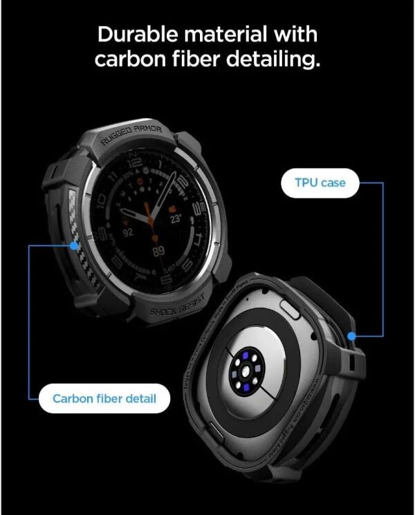 Защитный чехол Spigen Rugged Armor (FW) для Samsung Galaxy Watch Ultra 2 (ACS11611) - Matte Black (427012MB) Защитный чехол Spigen Rugged Armor (FW) для Samsung Galaxy Watch Ultra 2 (ACS11611) - Matte Black: фото 8 из 11