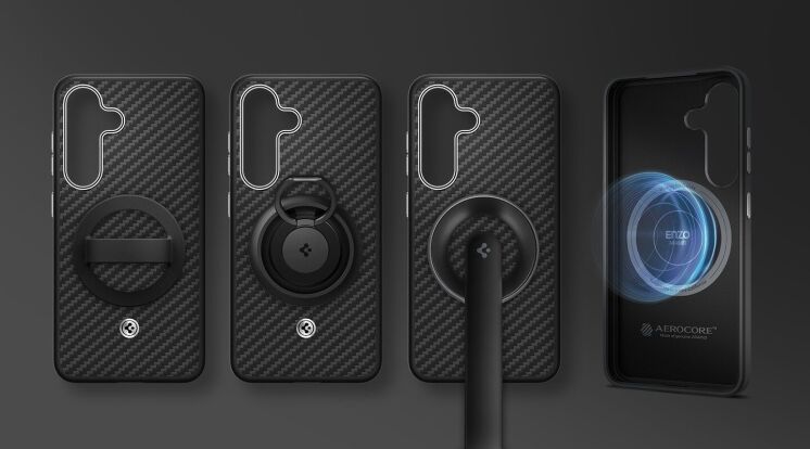 Захисний чохол Spigen (SGP) Enzo Aramid (MagFit) для Samsung Galaxy S25 (S931) ACS09121 / GP-FPS931PGABW - Black / Silver: фото 9 з 11