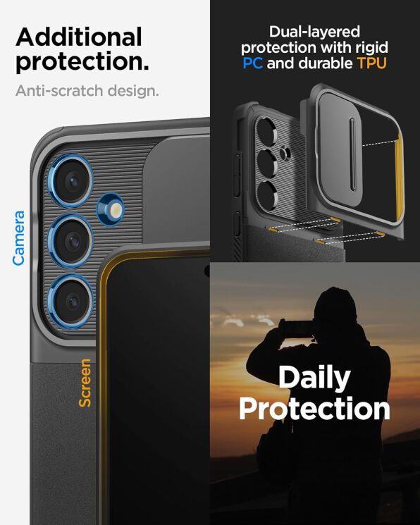 Защитный чехол Spigen (SGP) Optik Armor для Samsung Galaxy S24 FE (S721) - Black: фото 16 из 18