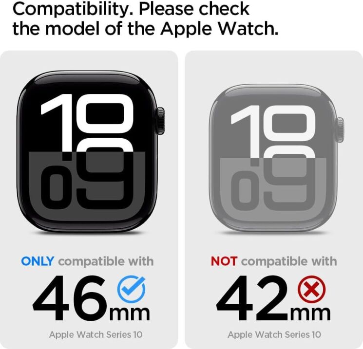 Защитный чехол Spigen (SGP) Thin Fit (FW) для Apple Watch 10 46 mm (ACS08601) - Black: фото 10 из 16
