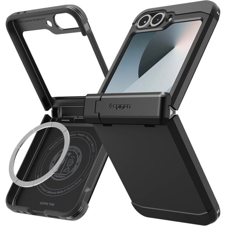 Защитный чехол Spigen (SGP) Tough Armor Pro (MagFit) для Samsung Galaxy Flip 6 / Flip 7 FE (ACS09807) - Black: фото 1 из 23