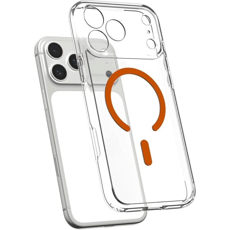Защитный чехол Spigen Ultra Hybrid (MagFit) для iPhone 17 Pro Max (ACS11109) - Clear / Orange: фото 3 из 8