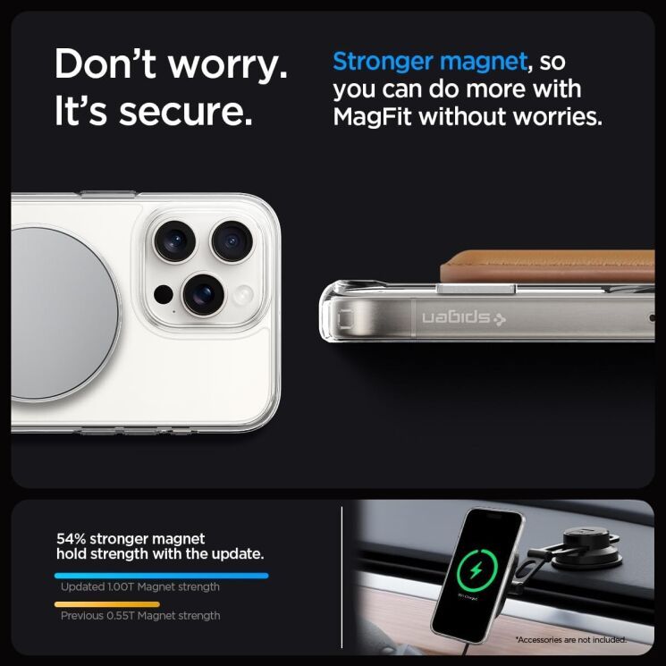 Защитный чехол Spigen (SGP) Ultra Hybrid S (MagFit) для Apple iPhone 15 Pro Max - Crystal Clear: фото 16 из 18