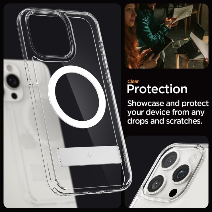 Защитный чехол Spigen (SGP) Ultra Hybrid S (MagFit) для Apple iPhone 15 Pro Max - Crystal Clear: фото 17 из 18