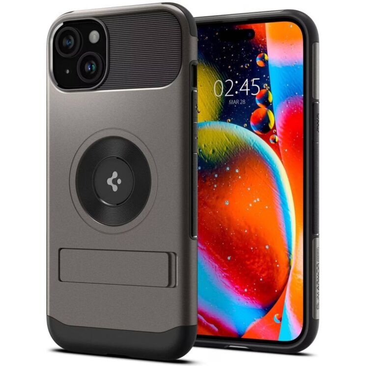 Защитный чехол Spigen Slim Armor (MagFit) для iPhone 15 Plus (ACS06464) - Gunmetal: фото 5 из 8