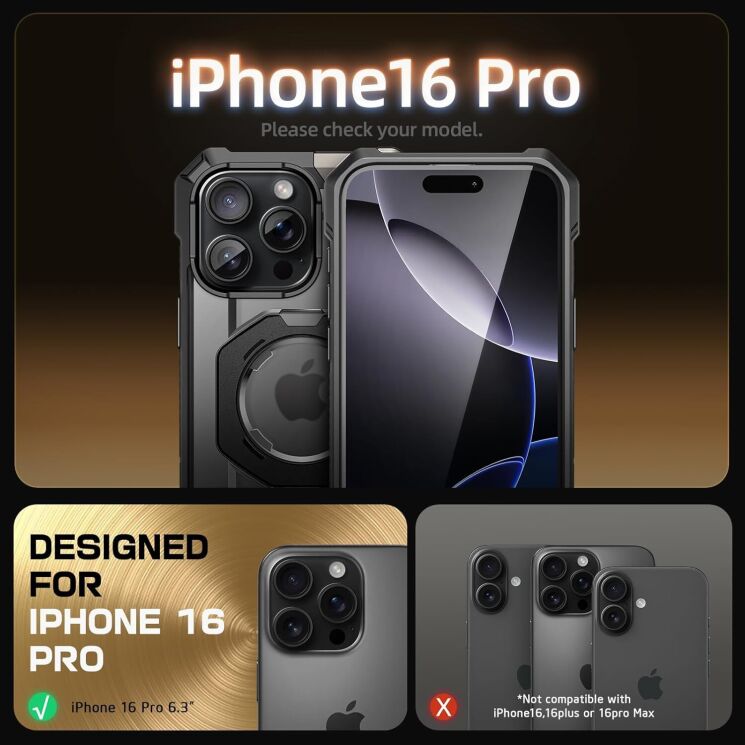 Защитный чехол Supcase UB Grip MagSafe для Apple iPhone 16 Pro (843439150522) - Black: фото 4 из 10